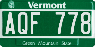 VT license plate AQF778