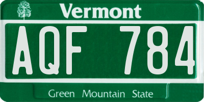 VT license plate AQF784