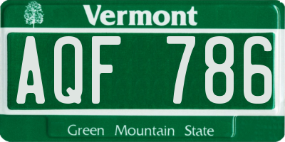 VT license plate AQF786