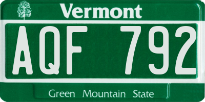 VT license plate AQF792