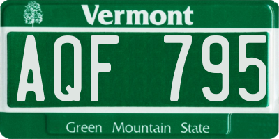 VT license plate AQF795