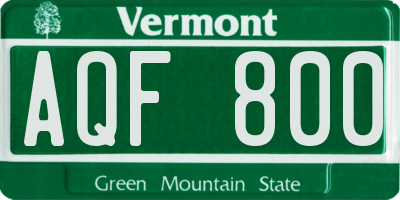 VT license plate AQF800