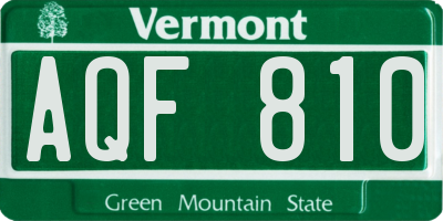 VT license plate AQF810