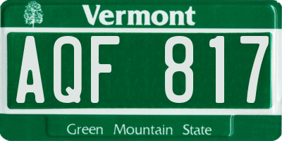 VT license plate AQF817