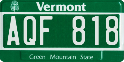 VT license plate AQF818
