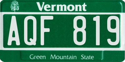VT license plate AQF819