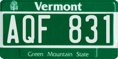 VT license plate AQF831