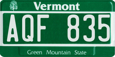VT license plate AQF835