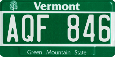 VT license plate AQF846