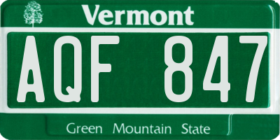 VT license plate AQF847