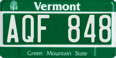 VT license plate AQF848