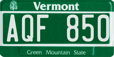 VT license plate AQF850