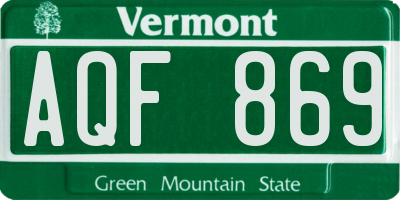 VT license plate AQF869