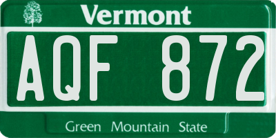 VT license plate AQF872