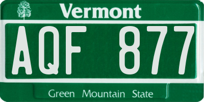 VT license plate AQF877