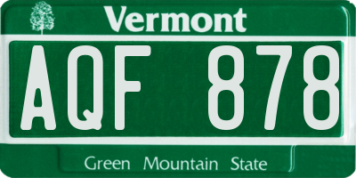 VT license plate AQF878