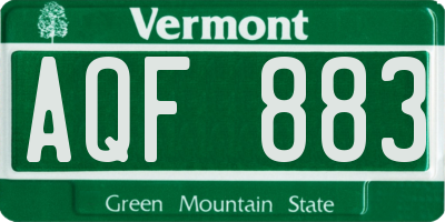 VT license plate AQF883