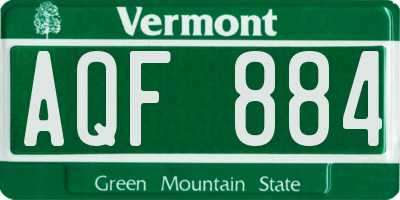 VT license plate AQF884