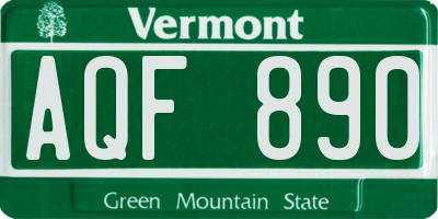 VT license plate AQF890