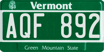 VT license plate AQF892