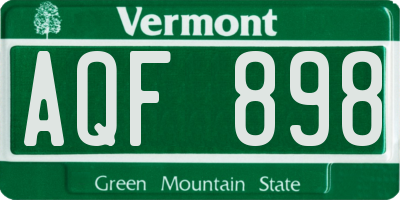 VT license plate AQF898