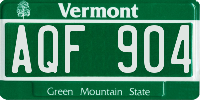 VT license plate AQF904