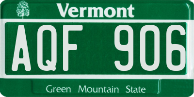 VT license plate AQF906