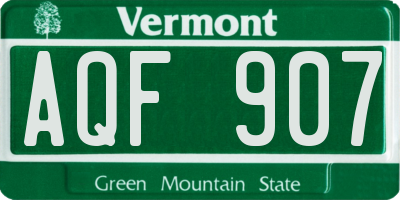 VT license plate AQF907