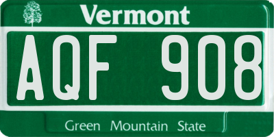 VT license plate AQF908
