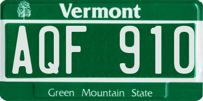 VT license plate AQF910
