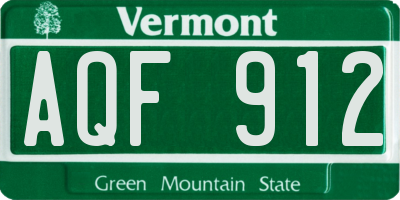 VT license plate AQF912