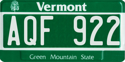 VT license plate AQF922