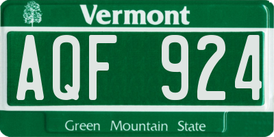 VT license plate AQF924