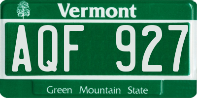 VT license plate AQF927