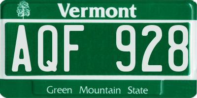 VT license plate AQF928