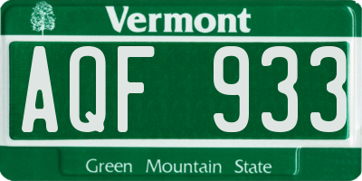 VT license plate AQF933