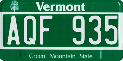 VT license plate AQF935