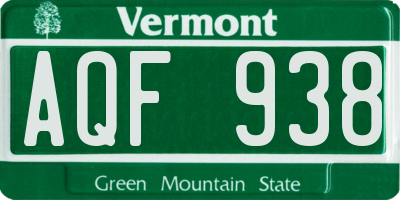 VT license plate AQF938
