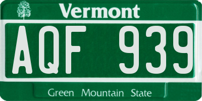 VT license plate AQF939