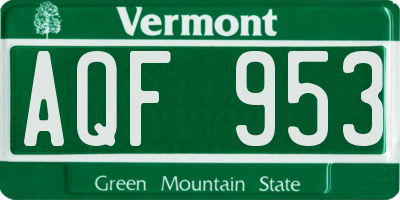 VT license plate AQF953