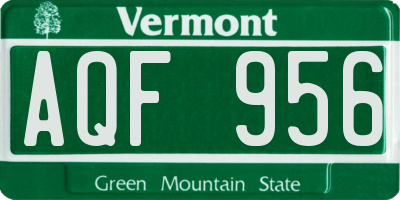 VT license plate AQF956