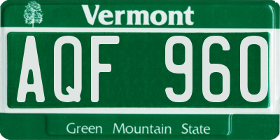 VT license plate AQF960