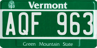 VT license plate AQF963