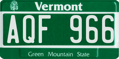 VT license plate AQF966