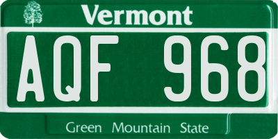 VT license plate AQF968
