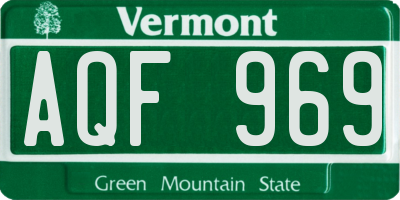 VT license plate AQF969