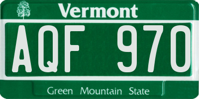 VT license plate AQF970