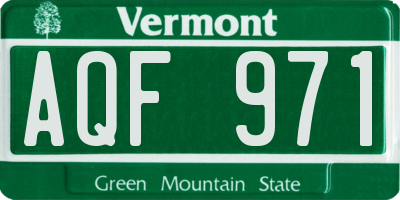 VT license plate AQF971