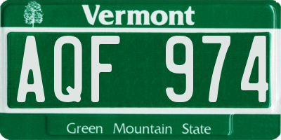 VT license plate AQF974