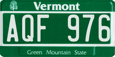 VT license plate AQF976